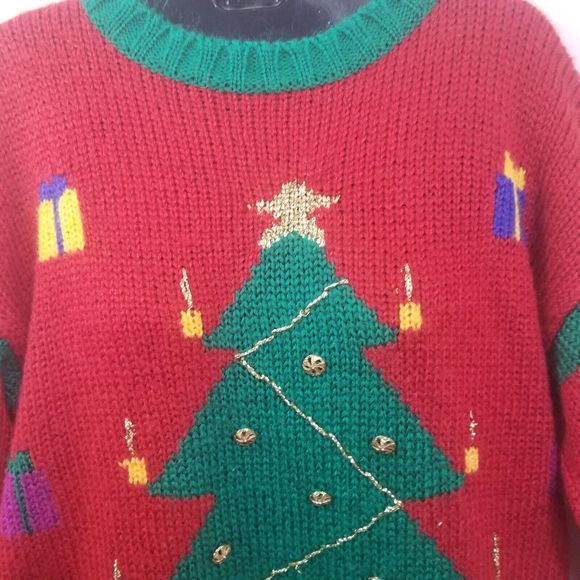 Vintage Design Zone Ugly Christmas Sweater Christmas Tree With Buttons Size Med - Picture 3 of 16